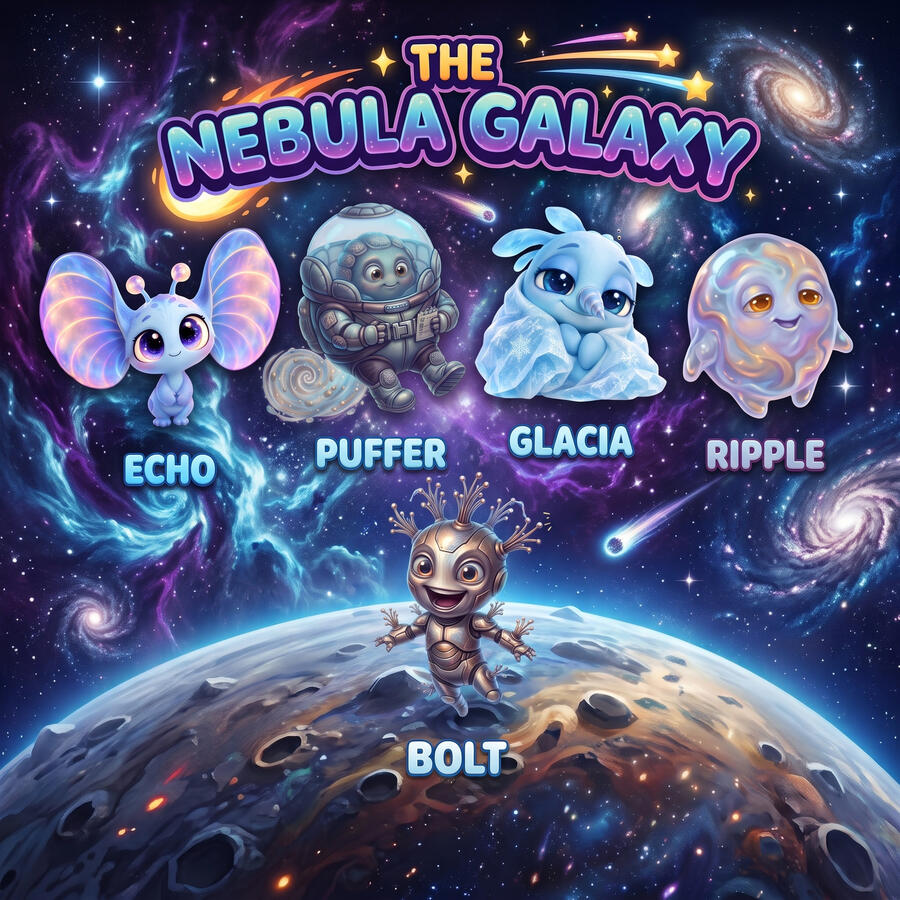 The Nebula Galaxy: Echo, Puffer, Glacia, Ripple, and Bolt