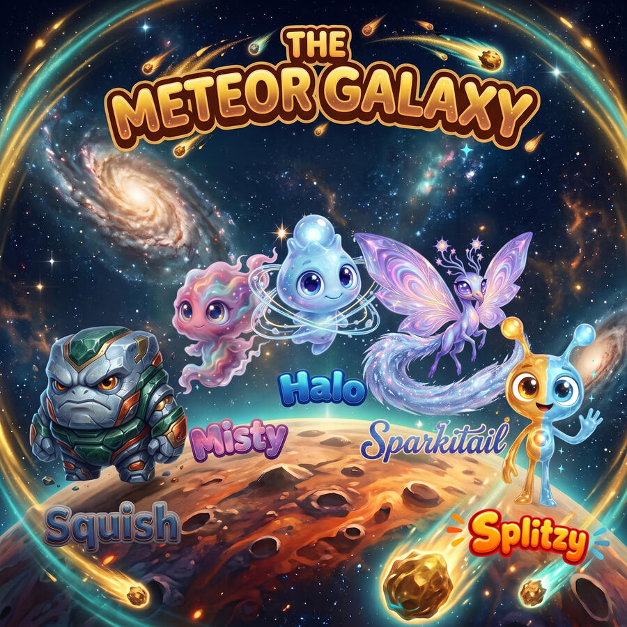 The Meteor Galaxy: Squish, Misty, Halo, Sparkitail, and Splitzy